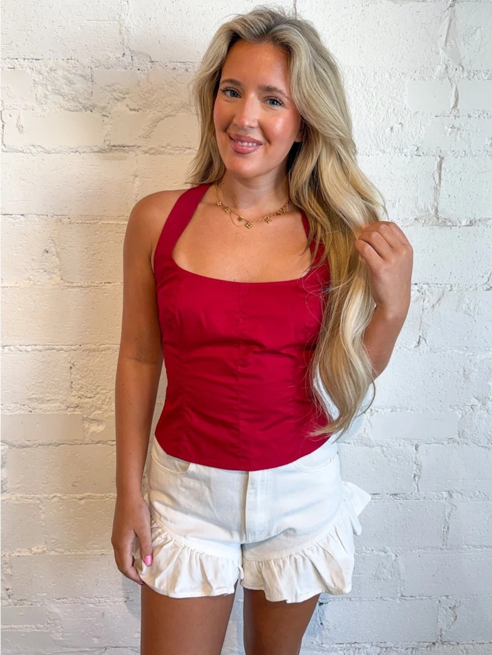Square-Neck Camisole in Deep Red